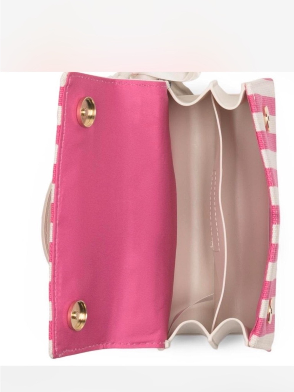 Betsey Johnson Pink Stripe Beachy Crossbody Satchel Bag NWT Barbiecore - Picture 3 of 4